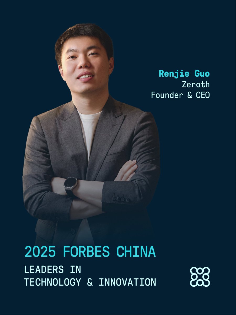 zeroth_2025's tweet photo. Our CEO Renjie Guo has been recognized as an Innovative Leader on the 2025 Forbes China Tech Innovation List. As AI continues to reshape the world, a new generation of builders is redefining the future of technology.Proud to be part of this journey.
#Zeroth #AI #Robotics #Forbes https://t.co/hFIxcDAF4j