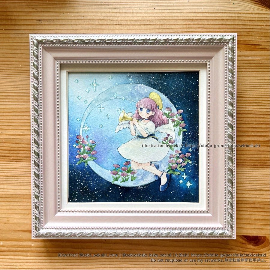 「響く音色よ」
透明水彩、ウォーターフォードホワイト中目
#羽を持つもの