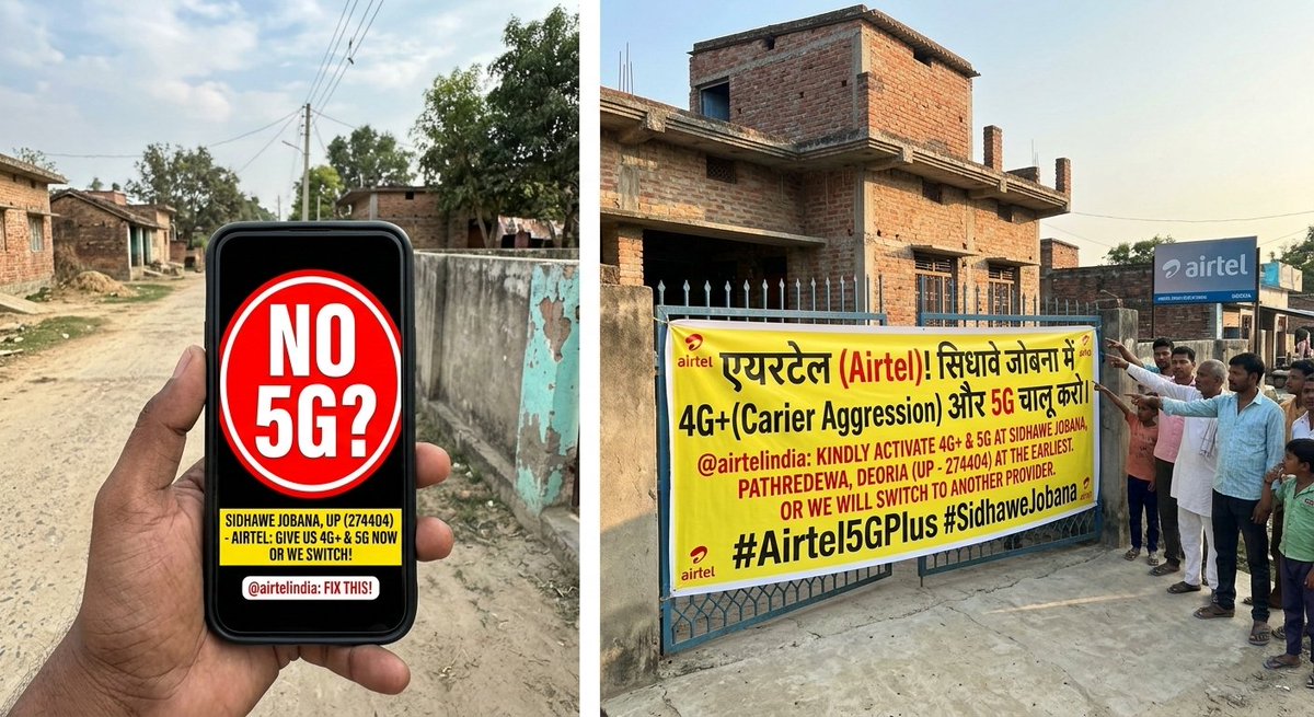 PavanGuptaX's tweet image. Dear @airtelindia activate 4G+ (Carrier Aggregation on 1800 &amp;amp; 2300 MHz) and launch Airtel 5G services at my location Sidhawe Jobana, Patherdewa, Deoria (274404) immediately. If not resolved, I will switch to another provider.
#Airtel #Airtel5G #4GPlus #NetworkUpgrade #Deoria