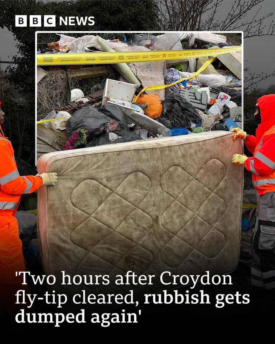 BBCLondonNews's tweet photo. According to government figures, Croydon has the highest number of fly-tips in the country

https://t.co/cHOYRCA4t2 https://t.co/crGAej1K8b