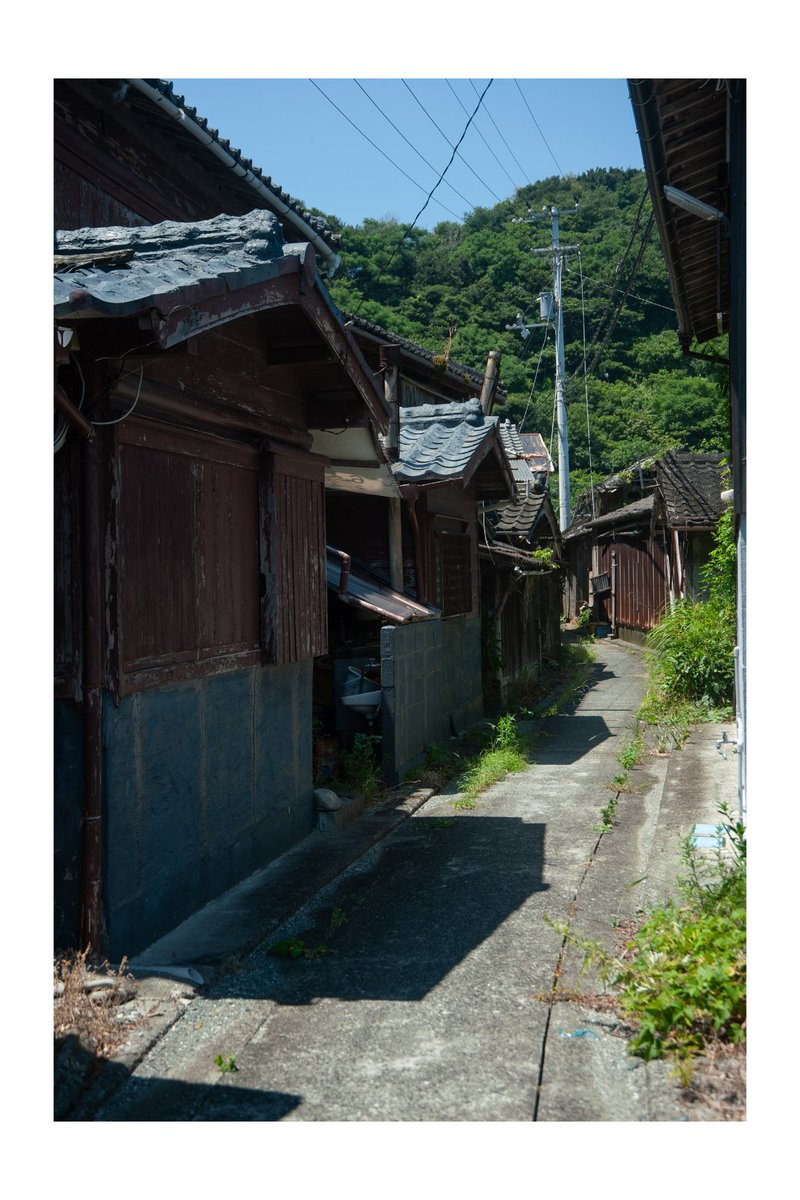 大島②
集落は港周辺に広がり、典型的な漁村のもの。(横に長い感じ)
道は非常に狭いが、四輪車が島には無いので問題ない。