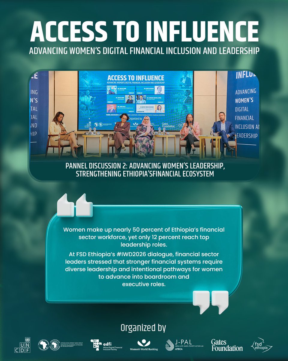FSDEthiopia's tweet photo. The second panel discussion at FSD Ethiopia’s International Women’s Day 2026 event—titled “Advancing Women’s Leadership, Strengthening Ethiopia’s Financial Ecosystem”—focused on the role of women’s leadership in building stronger financial institutions and more resilient markets. https://t.co/0WjCZ2eXXP