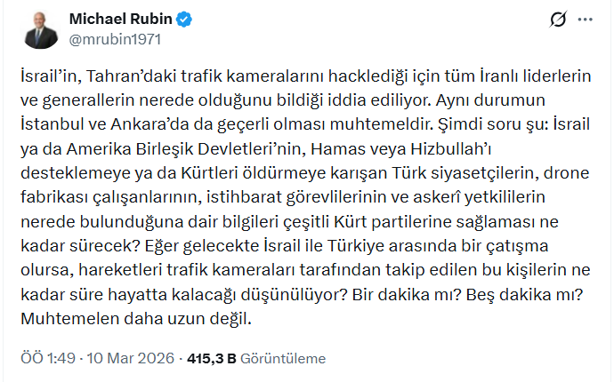 İsrail Rubin üzerinden kameraları kontrol ederek Türkiye'de suikast yaptıracağını söylemiş.
Ülkemizde özellikle Savunma Sanayi Sosyal Medyasında yuvalanmış İsrail-Fetö bağlantılı şahısların savunma sanayi tesislerine giriş çıkışları engellenmelidir.