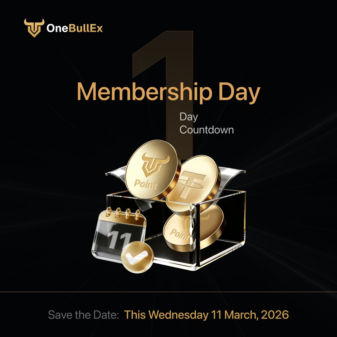 📢 OneBullEx Membership Day is almost here! 

🔸 Convert OBE Points to USDT (1:1)
🔸 300,000 USDT in this month’s conversion pool
🔸 Turn your activity into real rewards

⏳ 1 day to go
🗓 March 11

👉Learn more: bit.ly/4upUcSY 

#OneBullEx #OBEMembershipDay #AITrading