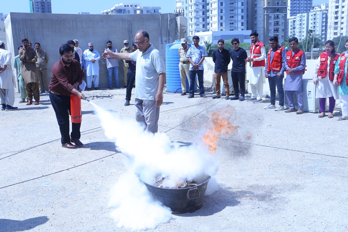 prcsindh's tweet photo. Training session on Fire prevention at the PHQ

As an annual drill, the Management of the Pakistan Red Crescent Sindh Branch Provincial Headquarters PHQ has organized a training session on fire fighting and prevention at the training institute of PHQ.
The staff, Volunteers and tenants, participated in good numbers in the training today. The vice Chairman of the Red Crescent, Sindh Mr. Tariq Moin who is the fire expert conducted the training session alongwith the demonstration and evacuation drill.
The staff and tenants highly appreciated the training and requested that this should be conducted at least twice a year.
Mr. Tariq Moin gave few suggestion for the preparedness of the fire prevention for the building. Mr. Kanwar Waseem the Provincial Secretary assured the Vice Chairman for its compliance to prevent fire cases in the building.

#PakistanRedCrescent
#PRCS
#RedCrescentSindh
#FireSafetyTraining
#FirePrevention
#SafetyFirst
#EmergencyPreparedness
#DisasterPreparedness
#CommunitySafety
#VolunteerAction
#HumanitarianWork
#TrainingSession
#karachi #sindh
#prcsindh