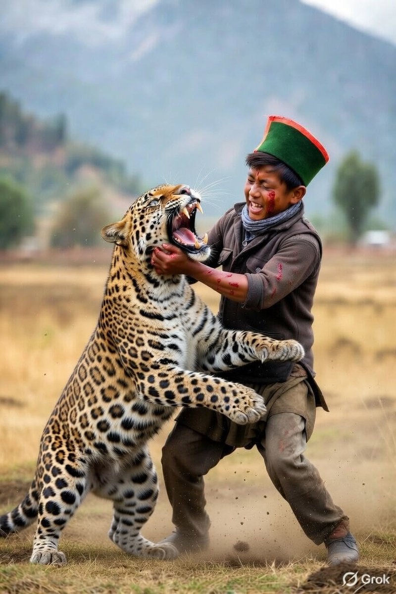 kuchnahinaata's tweet image. 🔥🔥This 18-year-old boy from Himachal, Pravesh Sharma, displayed extraordinary bravery— for 12 relentless minutes, he fought a leopard, ultimately killing it by breaking its jaw. 
True warrior of unmatched courage—an inspiration to us all.👏✊.
#Himachal #Solan #warrior #Leopard