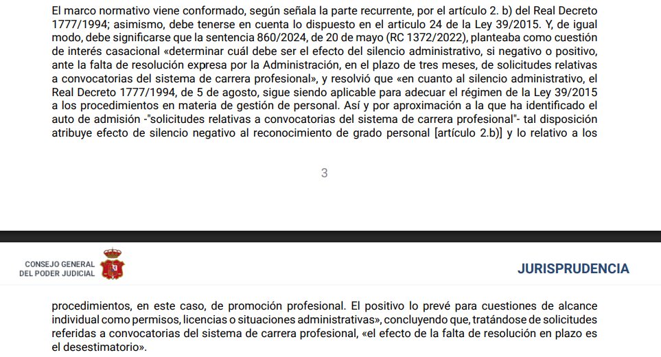 humanizasanidad's tweet image. ⚖️ATS de 18/02/2026, RCA 9158/2024. Id Cendoj: 28079130012026200346. Contiene recordatorio sobre #vigencia del Real Decreto 1777/1994 y los #efectos del #silencio #administrativo. Si el #alcance de la #cuestión es #individual, el efecto es #positivo.