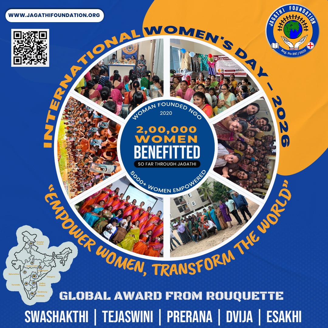 jagathi_NGO's tweet photo. On International Women’s Day, Jagathi Foundation celebrates the strength and resilience of women shaping a better future every day.

Founded by a woman and driven by women, we remain committed to empowering girls and women through health, education, and employment.

#IWD2026 https://t.co/vDW1QTpvxO