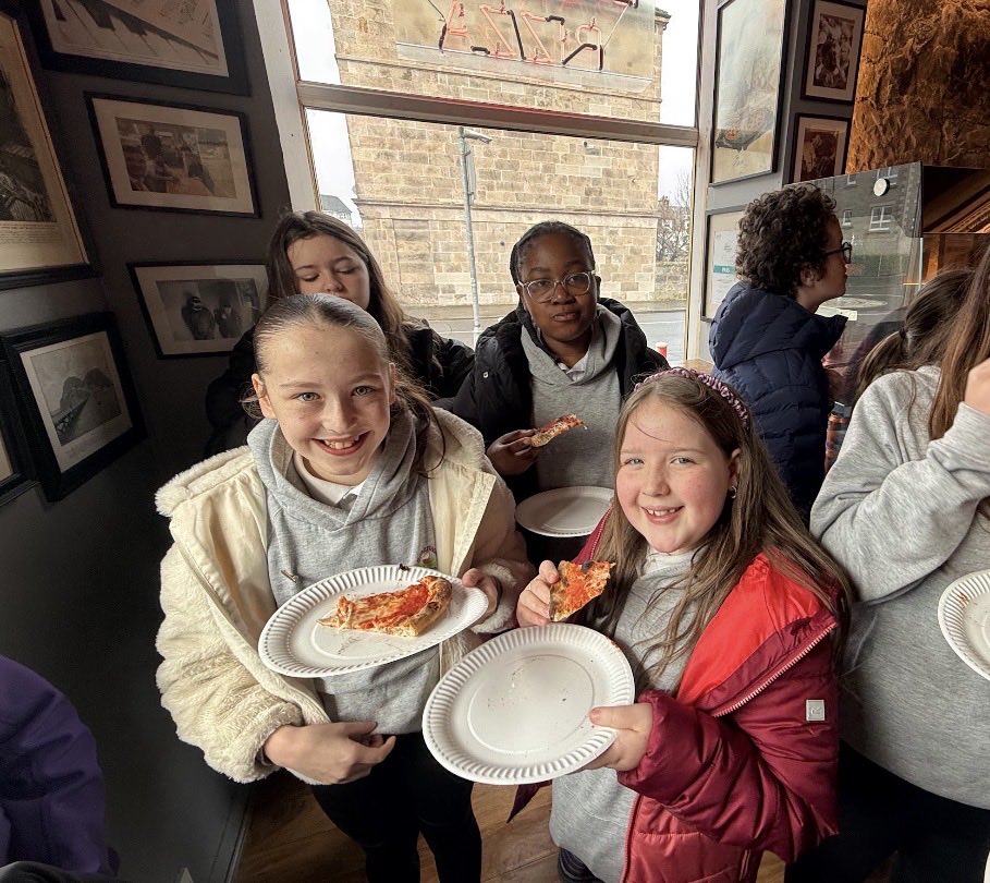AitkenbarPS's tweet image. Our P6 &amp;amp; P7 children have been working with @SkapadeStudios to remix their own track 🎶 Today they got to hear the track for the first time and they celebrated with a slice from @BanginPizza 🍕 #makingmusic #makingmemories