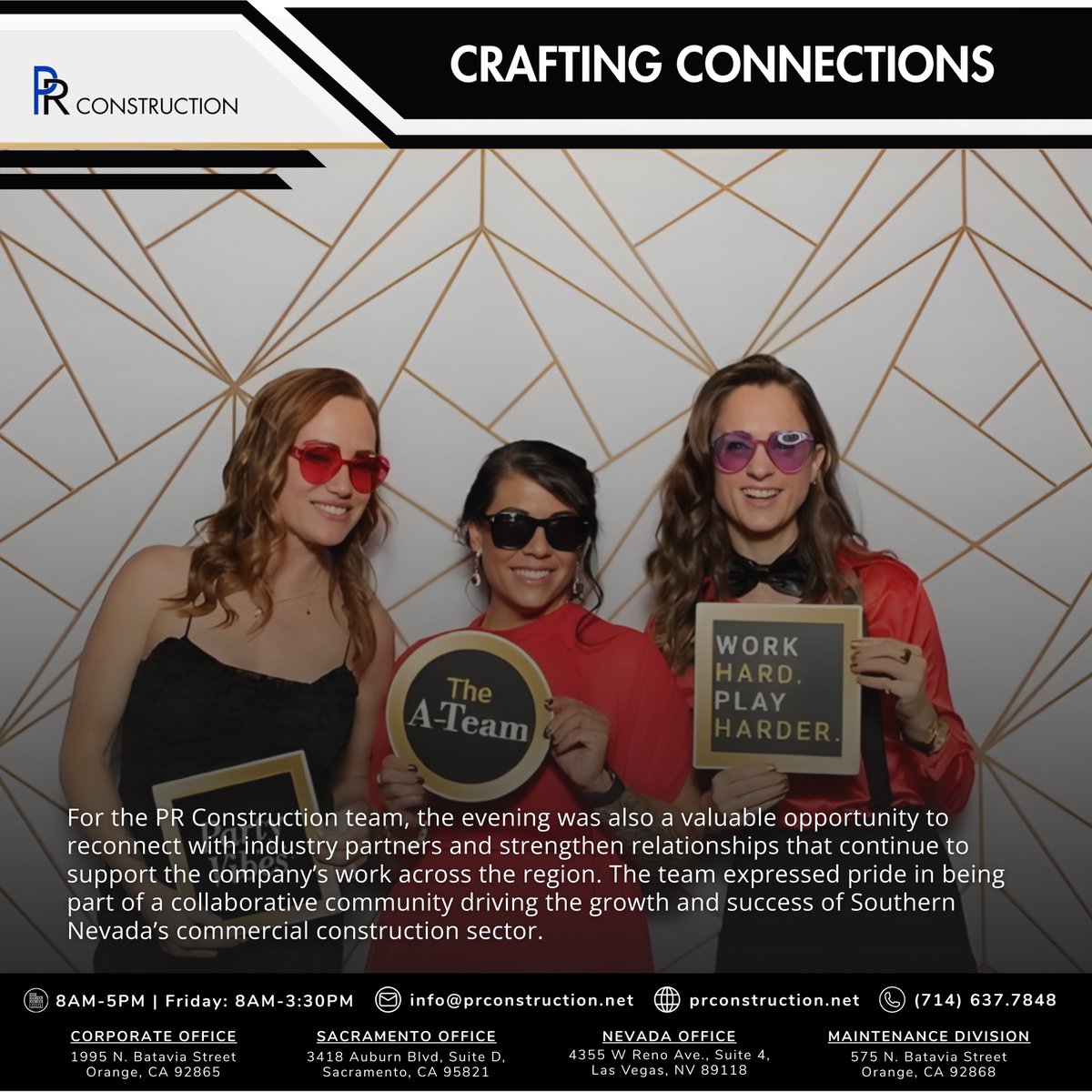 PRConstructionI's tweet photo. The PR Construction Las Vegas team was proud to attend the 29th NAIOP Southern Nevada Spotlight Awards, celebrating the partnerships &amp; projects shaping commercial real estate industry.

#CaliforniaBuilders #ArizonaContractors #NevadaConstruction #WAContractor #IDContractors https://t.co/X4SfGMMxmY