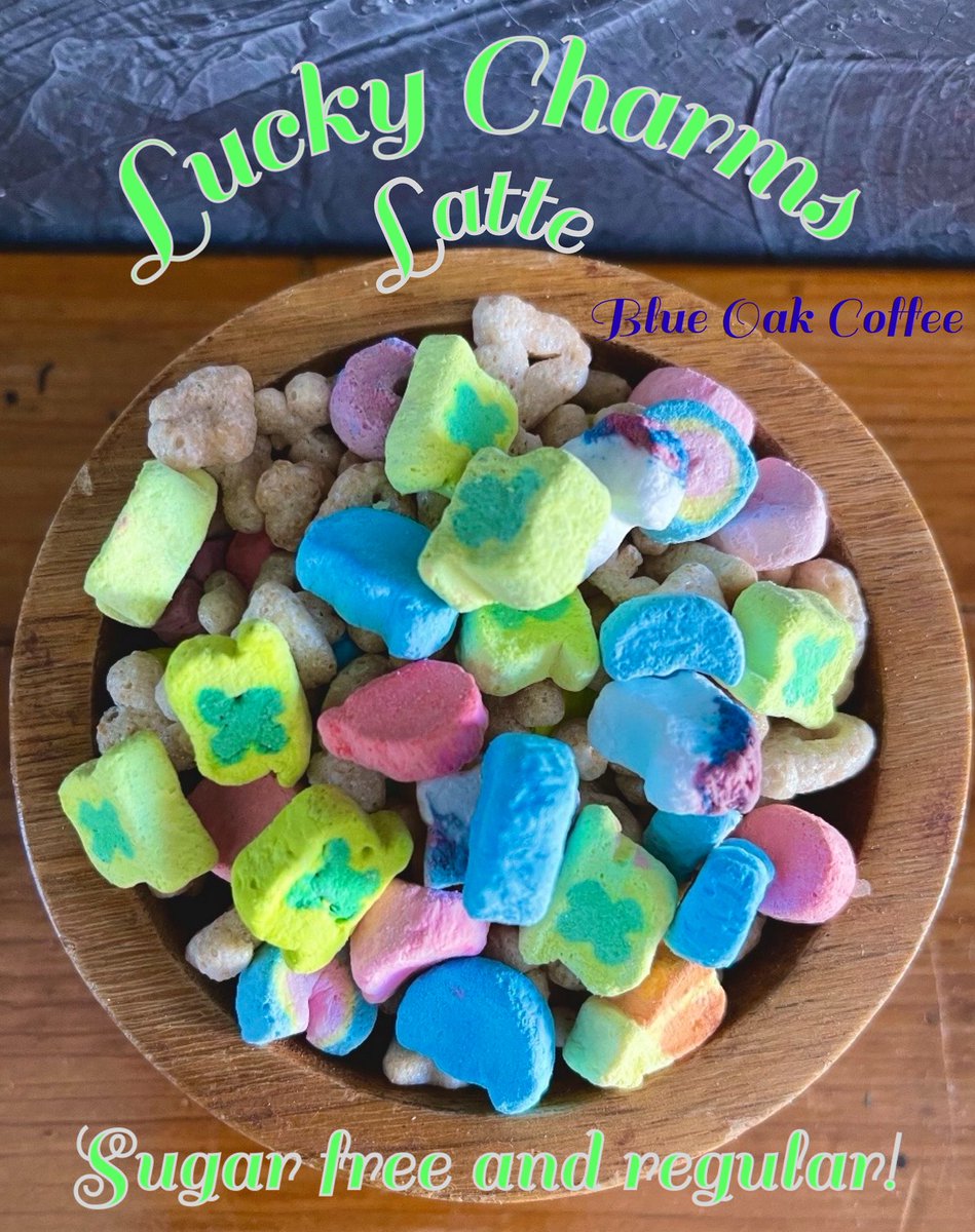 Good morning we are open until 2 PM today. Our lucky charms latte is available in sugar-free and regular sugar, and continues to be one of our most popular drinks on our St. Patrick’s Day menu. Come try! #BlueOakCoffee #DowntownBakersfield #BakersfieldCoffee #LuckyCharms #lucky