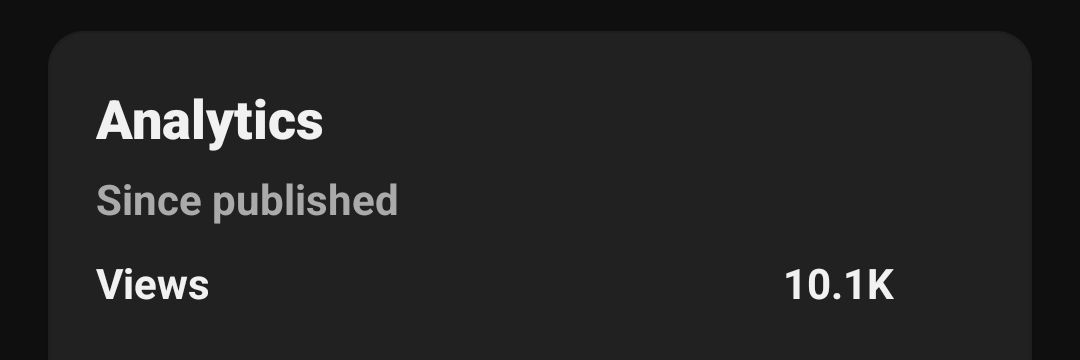 finally. a long form video with 10k views