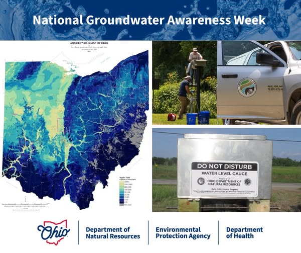 ohiodnr's tweet photo. The Division of Geological Survey’s Groundwater Resources Group collects, researches, interprets, &amp; disseminates hydrologic and groundwater quantity (amount) information about Ohio. For more info, head to https://t.co/YzVKXDMNUZ @OhioEPA @OHdeptofhealth #groundwaterawarenessweek https://t.co/1qXaAJxOfT