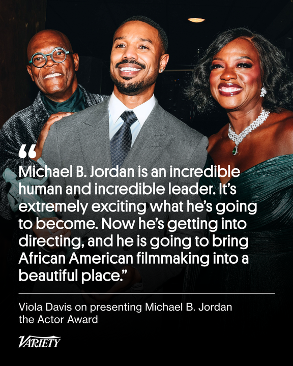 Variety's tweet photo. Viola Davis says Michael B. Jordan "is going to bring African American filmmaking into a beautiful place."

https://t.co/HYdtJmL8ek https://t.co/5duXfueyXN