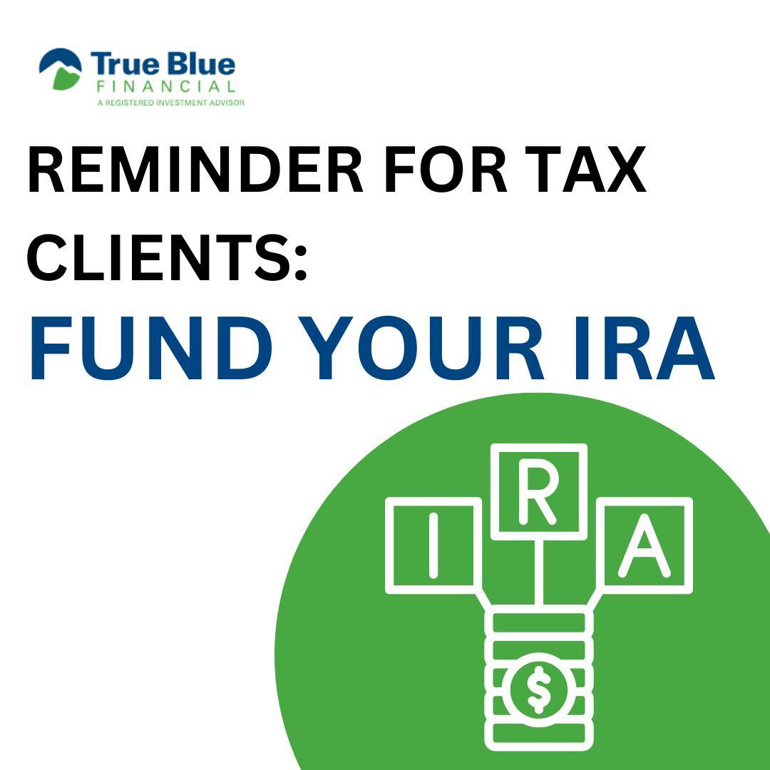 TrueBlueFinUSA's tweet photo. A reminder for our clients: 

You can still make IRA contributions for 2025, but don’t delay. Contributing now could lower your taxable income, strengthen retirement savings, and provide peace of mind.

If unsure about where or how much to contribute, reach out to us today! https://t.co/XlsvhrpKl2