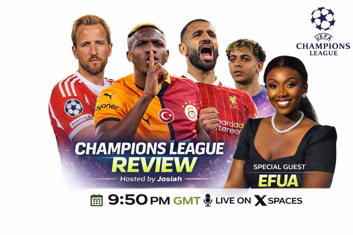 KamaSark's tweet image. We’re going LIVE at 9:50 PM GMT to discuss tonight’s Champions League matches. Host @ALmedia_on_X guest @Efua_ampofoa

Key moments, standout players and tactical analysis.

Join the discussion with AL Media Sports.

#UC