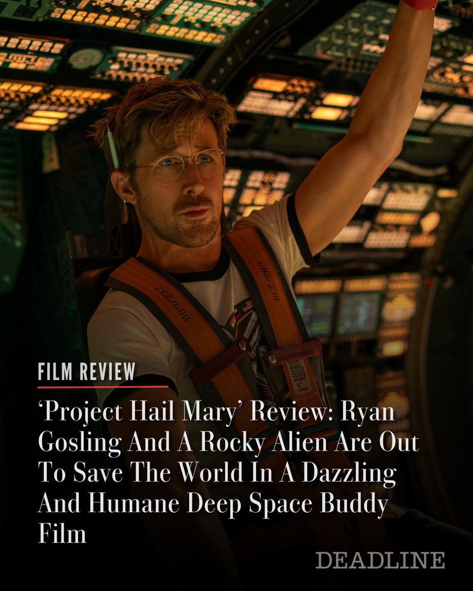 DEADLINE's tweet photo. "A movie made for IMAX, #ProjectHailMary is mission accomplished, an entertaining and engaging piece of science fiction that suggests even though we may be worlds apart, in order to save us from ourselves we must band together now more than ever," Deadline's Pete Hammond reviews Amazon MGM's 'Project Hail Mary' starring Ryan Gosling and Sandra Hüller

Read the full review here: https://t.co/i6HK8hURRH

(Photo: Jonathan Olley/Amazon)