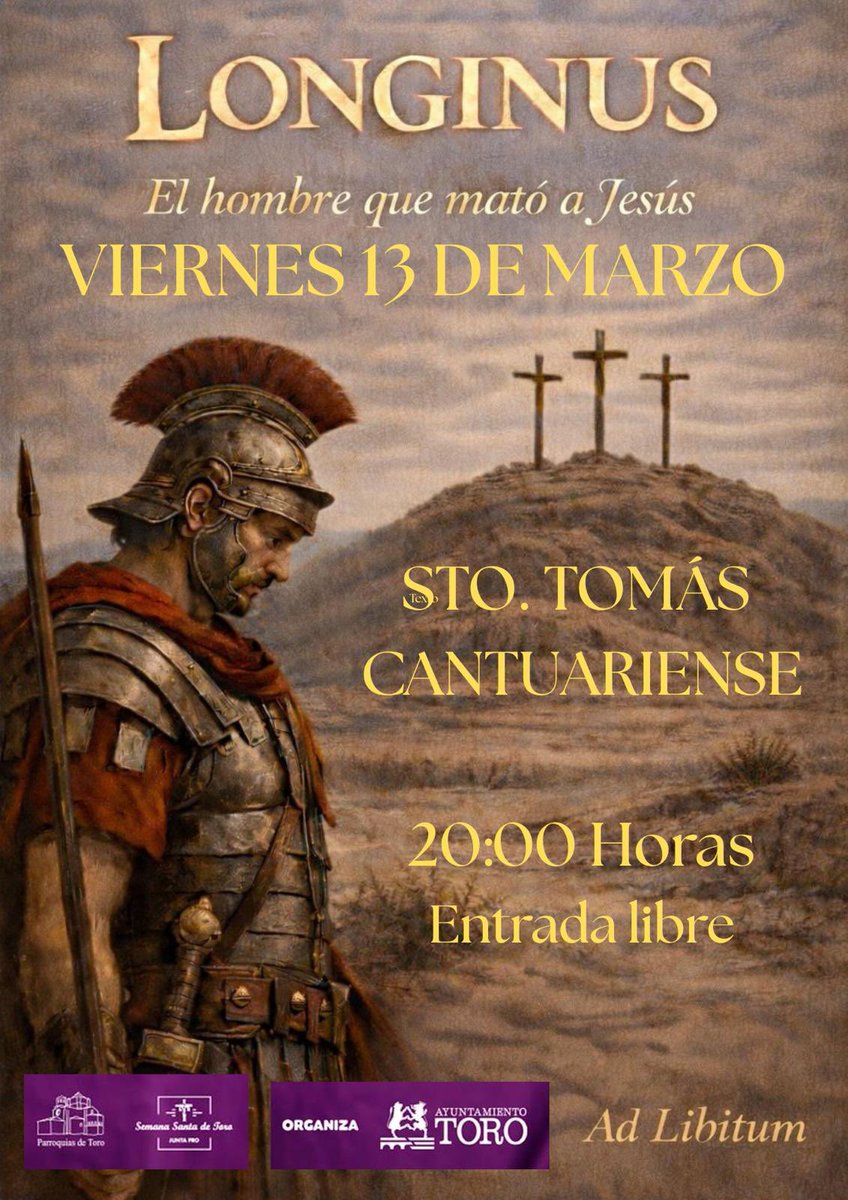 Toro_Ayto's tweet photo. 🎼 PÓRTICO MUSICAL | "LONGINUS: El hombre que mató a Jesús"

Dentro de la programación de nuestro Pórtico Musical, no te pierdas este singular evento narrativo y musical que reinterpreta la Pasión desde la mirada de un soldado romano.

Con música del toresano David Rivas 👏🏻 https://t.co/gw6Lq6xjzx