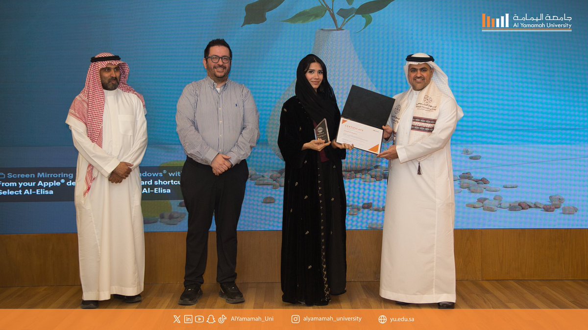 AlYamamah_Uni's tweet image. كرّمت #جامعة_اليمامة طلبة نادي Toastmasters تقديرًا لتحقيقهم مراكز متقدمة في مسابقتي الخطابة العالمية والخطابة الفكاهية على مستوى Area 3، في إنجاز يعكس تميزهم في مهارات الخطابة والقيادة والتواصل.

Al Yamamah University honored the #Toastmasters Club students in recognition of