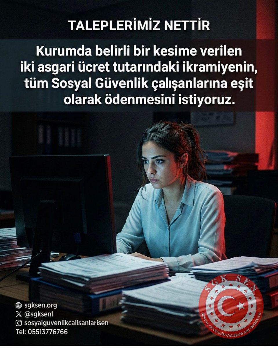 Sosyal Güvenlik çalışanları Adalet istiyor.
<a href="/RTErdogan/">Recep Tayyip Erdoğan</a>
<a href="/_cevdetyilmaz/">Cevdet Yılmaz</a>
<a href="/isikhanvedat/">Prof. Dr. Vedat Işıkhan</a>
<a href="/memetsimsek/">Mehmet Simsek</a>
<a href="/eczozgurozel/">Özgür Özel</a>
<a href="/gamzetascier/">Gamze Şengel TAŞCIER</a>
<a href="/kanko_muhip/">Prof. Dr. Mühip Kanko</a>
<a href="/csgbakanligi/">T.C. Çalışma ve Sosyal Güvenlik Bakanlığı</a>
<a href="/fethigurer/">Ömer Fethi Gürer</a>
<a href="/dbdevletbahceli/">Devlet Bahçeli</a>
<a href="/MahinurOzdemir/">Mahinur Özdemir Göktaş</a>
<a href="/aBayraktar1/">Alparslan Bayraktar</a>
<a href="/MehmetNuriErsoy/">Mehmet Nuri Ersoy</a>
<a href="/mfatihkacir/">Mehmet Fatih KACIR</a>
<a href="/ibrahimyumakli/">İbrahim Yumaklı</a>
<a href="/omerbolatTR/">Prof. Dr. Ömer Bolat</a>
<a href="/a_uraloglu/">Abdulkadir URALOĞLU</a>