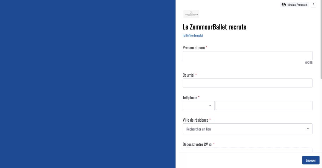 ZemmourBallet's tweet photo. Recrutement ZemmourBallet : Interprète professionnel·le + rôle “bras droit” sur le développement.En présence à Sherbrooke. https://t.co/v1BXBNnE1R #ZemmourBallet #epaissisme https://t.co/fRuqODiitc