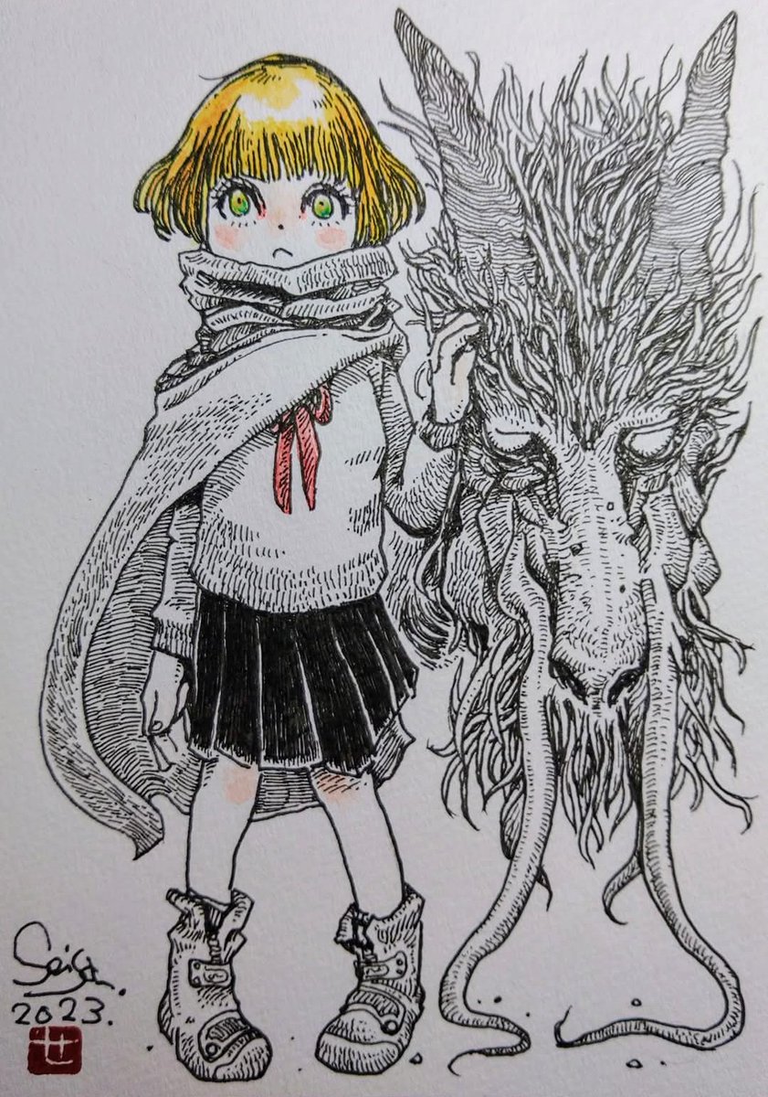 イマムラセイヤ　ペン画 tweet media