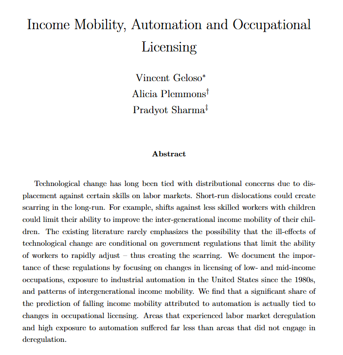 VincentGeloso's tweet photo. In a forthcoming paper in Southern Economic Journal with Pradyot Sharma @Pradyot30 and Alicia Plemmons @Alicia_Plemmons, I show that this depends alot on local labor market ridigities (as captured by regulations) https://t.co/7KG4SVqckA