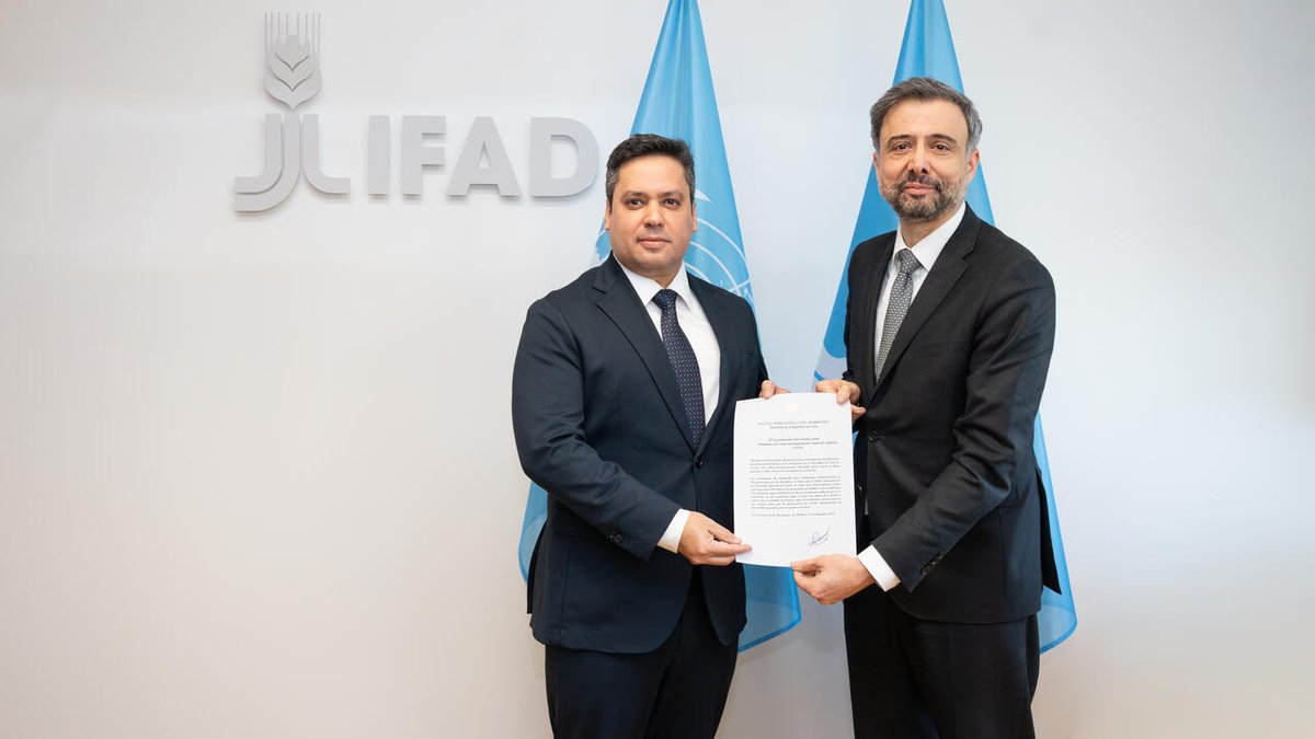 ✉️El Embajador Jorge Luis Cepero Aguilar presentó al presidente del Fondo Internacional de Desarrollo Agrícola, Álvaro Lario, las Cartas Credenciales que lo acreditan como nuevo Representante Permanente de Cuba ante el Fondo.

🔗cubaminrex.cu/es/embajador-d…