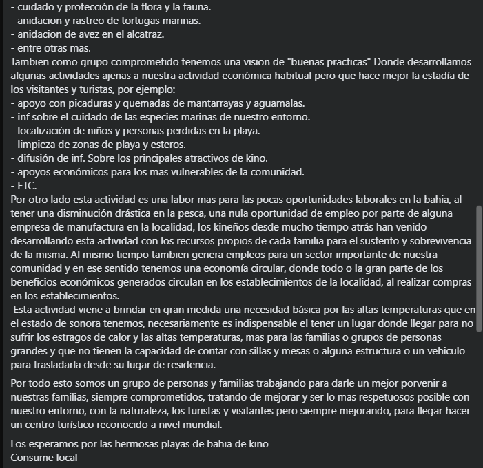 elalbertomedina's tweet photo. 🔴 Responden carperos de Bahía de Kino a críticas: tenemos permisos, generamos empleo y no obstaculizamos, afirman.

En un comunicado, los prestadores de servicios aseguraron contar con permiso y regulación de autoridades federales, apoyar con sombra a turistas ante las altas temperaturas y generar empleo para familias de la región.

Pero también afirmaron que quienes obstaculizan la playa no son ellos como carperos, sino otras construcciones, jardineras, terrenos, hoteles y viviendas.

Y señalaron otros temas:

📍 "Es muy subjetivo" si las carpas son "bonitas o feas", por lo que -dicen-  "no es un argumento válido en temas de reglamentación".

📍Los permisos están ubicados específicamente "por medio de coordenadas geográficas" y autorizados por @SEMARNAT_mx y @PROFEPA_Mx.

📍 Que si se le permite a los turistas elegir sus lugares para instalar sus carpas "se hará un desorden total".

#Hermosillo #Sonora