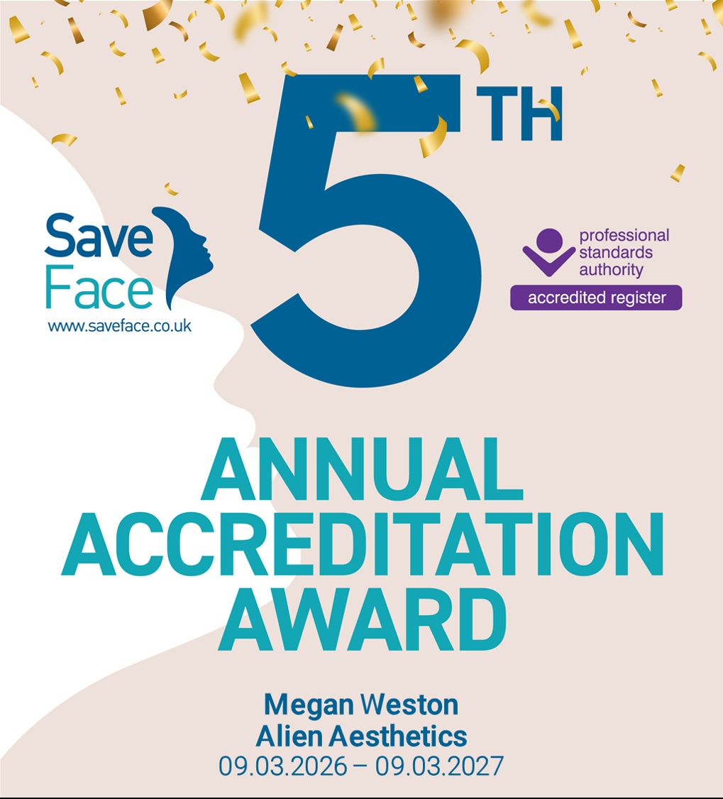 SaveFaceUK's tweet image. A big thank you to Megan Weston of Alien Aesthetics for renewing her Save Face accreditation for the 5th year running. Explore her accredited clinic here: buff.ly/8Bv3uuY? 
#FifthYear #Worcester/London #SaveFace #SafePractice #StaySafe #Injectables #Aesthetics