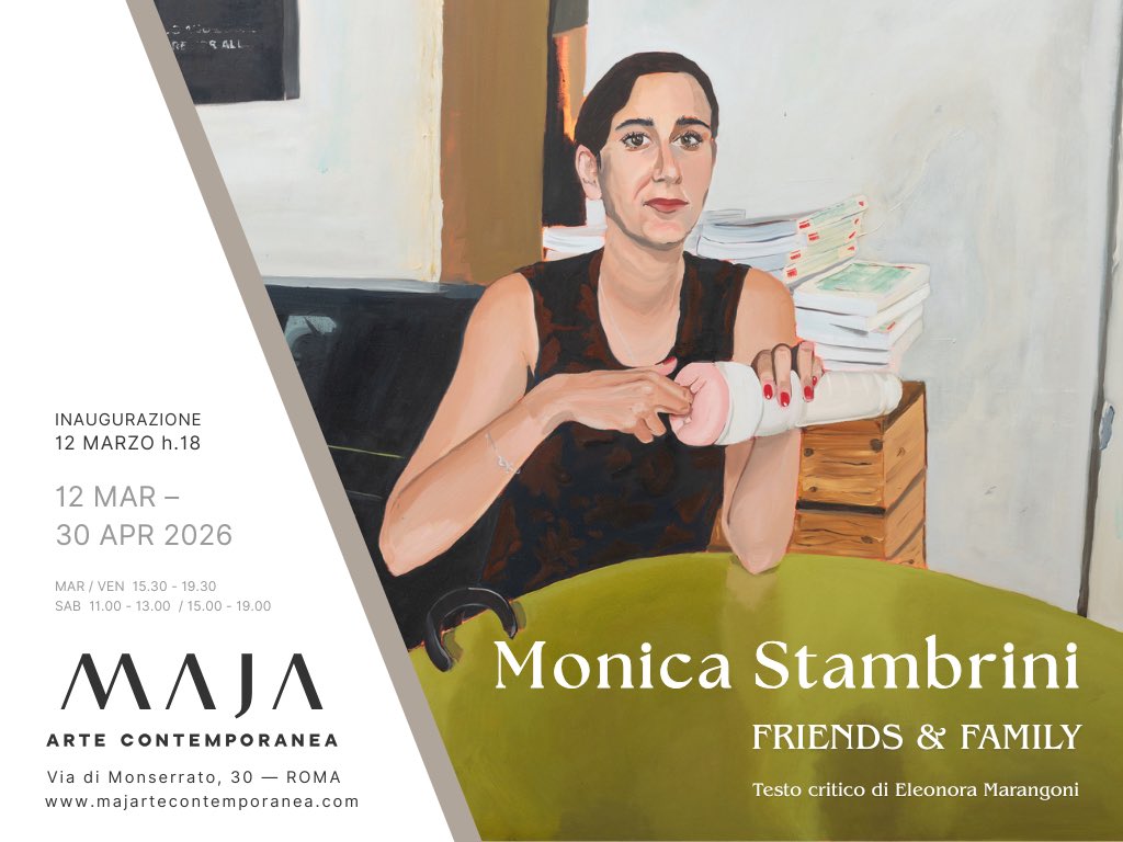 MAC_Gallery's tweet photo. Inaugura
giovedì 12 marzo 2026

MONICA STAMBRINI
Friends &amp; Family

Testo: Eleonora Marangoni

20 dipinti dedicati alle presenze più vicine: ritratti, interni e apparizioni inattese diventano istantanee luminose che interrogano i legami e l’intimità della vita quotidiana
@stambraz https://t.co/QIyRHPx1De