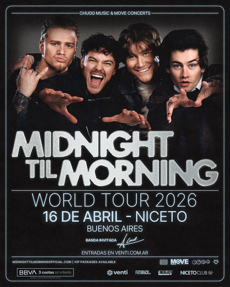 moveconcertsarg's tweet photo. 🖤 ¡La previa perfecta para MTM ya está lista, @ALMAboyband será la banda invitada que abrirá el show!
🎟️ Últimas entradas disponibles a través de Venti App
💳 ¡Si sos cliente @bbva_argentina aprovechá 3 cuotas sin interés!
⭐ ¿Listos para vivir estas BOYBANDS en Niceto? ⭐ https://t.co/oSdZ7yFbEi