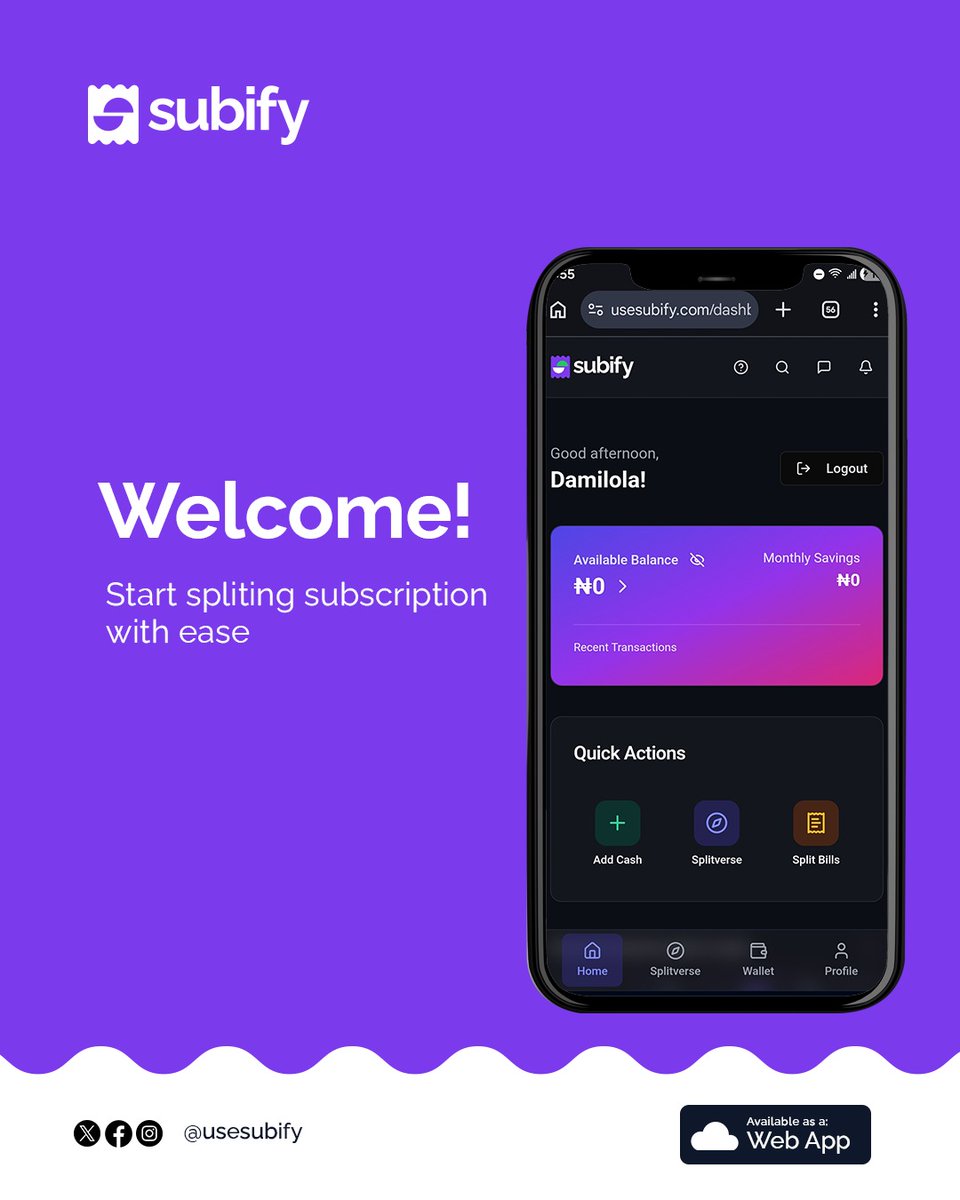 Creating an account on Subify is easy!😎

In less than 60 seconds, your account is ready. 🔥

Hurry now to usesubify.com today to get started!

Start overpaying and start SHARING!