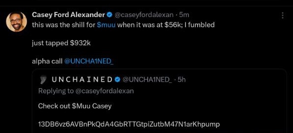 UNCHA1NED_'s tweet photo. @MagicDegenSOL It happened once, I was the small account. Still the same small account. You wouldn't want to get sidelined like this guy, yeah?

Grab a bag of $muu today. You might be up x 1000 in a few hours or days.
13DB6vz6AVBnPkQdA4GbRTTGtpiZutbM47N1arKhpump https://t.co/R3I8I6Ppnc