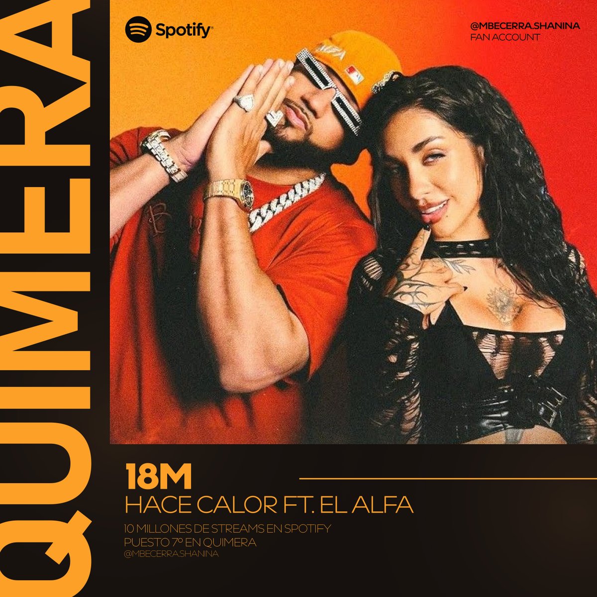 mbecerrashanina's tweet photo. "HACE CALOR" de MARIA BECERRA junto a EL ALFA obtiene 18 MILLONES DE STREAMS en la plataforma de Spotify! siendo la 7° cancion del album "QUIMERA" en superar dicha cifra! 🍜🦂🔥

#mariabecerra #quimera https://t.co/iWj6vAarFe