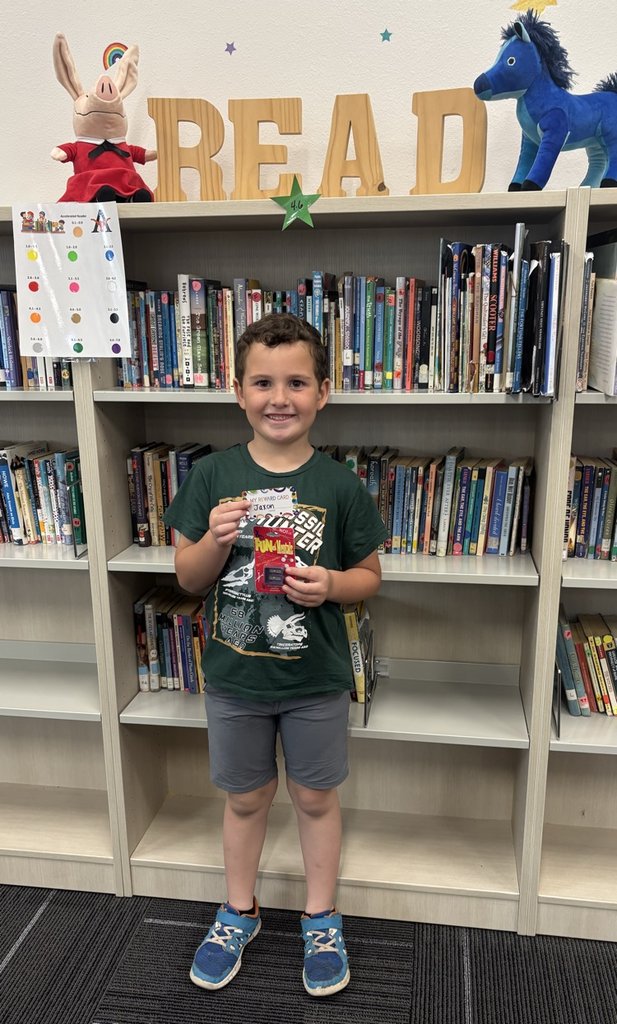 First grader, Jaxon Ko, filled his library punch card today. Way to go, Longhorn!!!