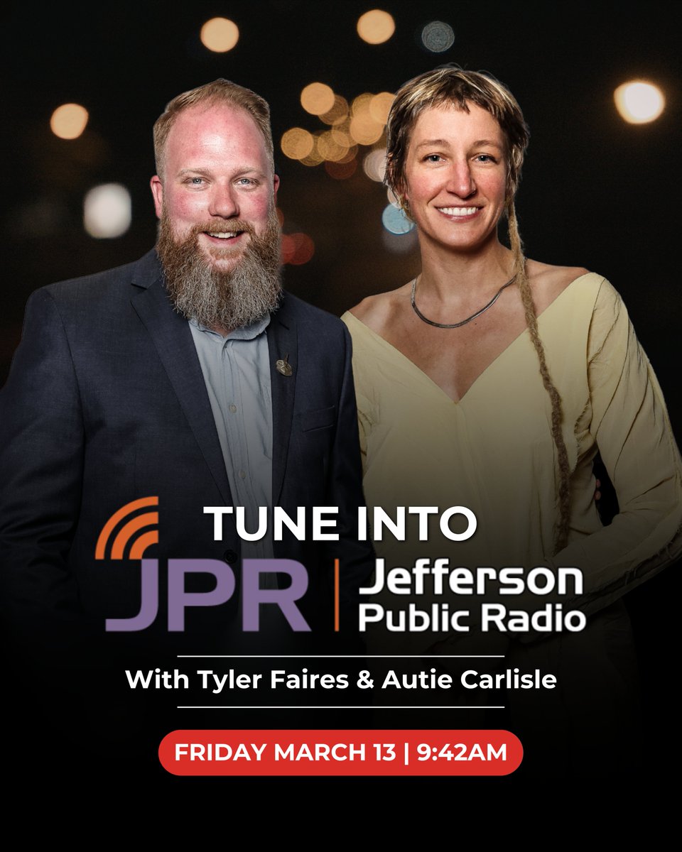 ReddingSundial's tweet photo. Tune in Friday 🎬

Festival director Tyler Faires and filmmaker Autie Carlisle join the Jefferson Exchange to talk about the Sundial Film Festival.

🗓 March 13
⏰ 9:42 AM
Listen live at https://t.co/5xkaVFuHhp
🎬 Festival on March 21 at the Cascade Theatre https://t.co/GvjxxgcS56
