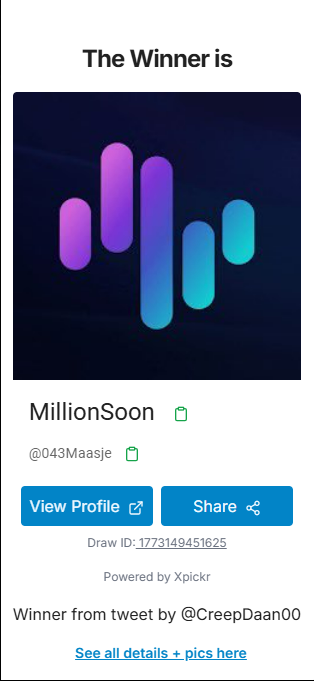 🎉 GIVEAWAY WINNER 🎉

The winner of the giveaway is…

🏆 <a href="/043Maasje/">MillionSoon</a>

DM me to claim your prize of 1,000 $KAS.

Thank you to everyone who entered ❤️

My next giveaway will happen when I reach 1K followers.

Should the next prize be $KAS or $TAO?

Comment below 👇