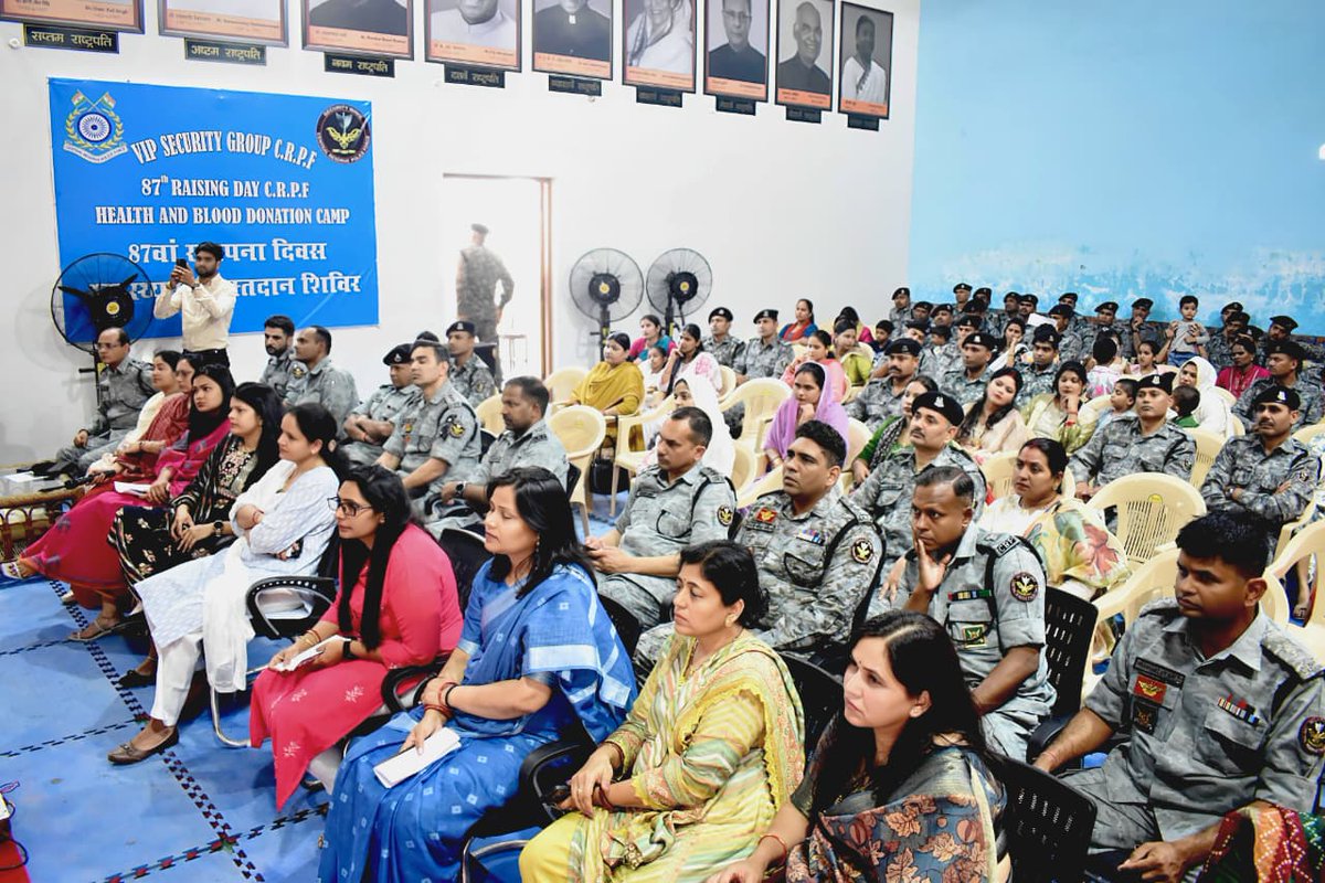vsgcrpf's tweet photo. On the 87th CRPF Raising Day,Blood Donation Camp&amp;Health Awareness Program was held at VSG Camp today,In collaboration with Astitva Foundation.Dr Seema Singh,Oncologist&amp;founder,shared vital insights on cancer awareness,stress management,regular screenings.@crpfindia @VS_WingCRPF https://t.co/WDCYbl1kus
