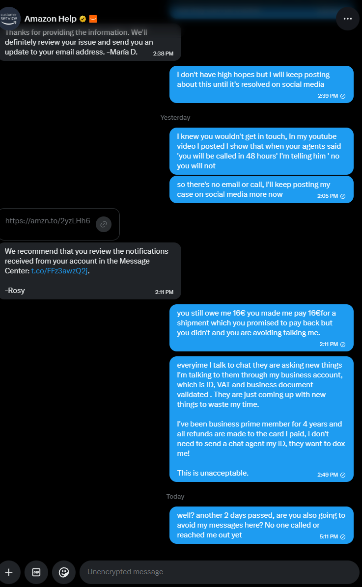 alpiefoto's tweet photo. 32 Days layer, @AmazonNewsEU @amazon 
@AmazonEurope
still lies. This is the 4th time they say ' refund is coming' 
How much can I company lie? They also send from No reply email so that you can't follow up.

They think I'll forget or shut up!

@amazon  I will expose your lies! https://t.co/YxG1ilgg6d