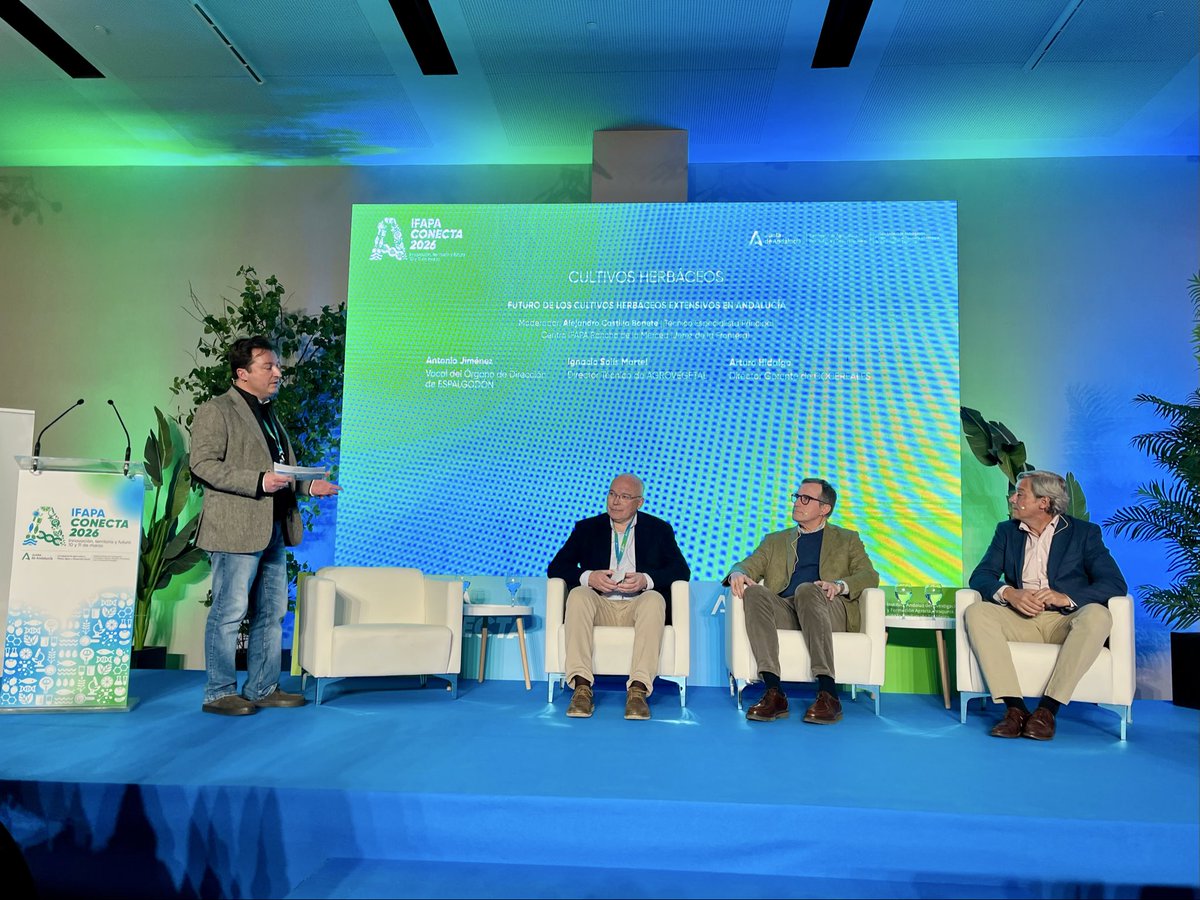 IfapaJunta's tweet photo. La primera mañana de #IFAPAconecta ha contado con tres sesiones en torno a:
🫒#olivar y aceite
🌱cultivos #herbáceos
🍅#horticultura
El evento celebra mesas de #debate con representantes del sector para impulsar la #transferencia y la #colaboración público-privada 🤝 https://t.co/xe6v4WJv6V