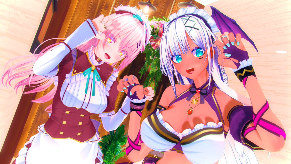 #COM3D2 #カスタムオーダーメイド3D2
モコ「にゃー！しゃー！みゅー！」
ミュー「モコちゃんってクールなのにこういうのノリノリでやりますよね。最後になんで私の名前言ったんですか？」