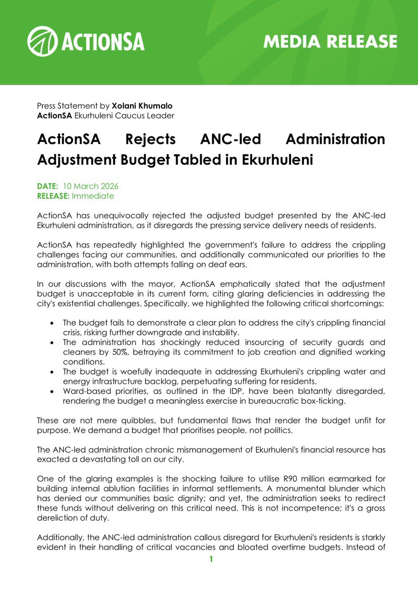 ActionSA Ekurhuleni Caucus tweet media