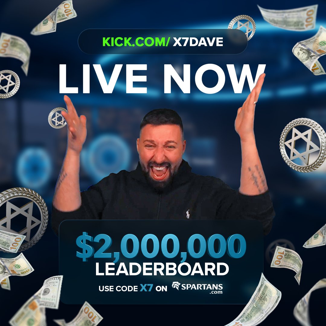 🔴STREAM IS LIVE 🔴
📌$2,000,000 LEADERBOARD 
📌NEW PARTNERSHIP WITH 
   <a href="/SpartansBet/">Spartans</a>
📌OVER $100,000 GIVEN AWAY IN A WEEK

COMMENT AND RETWEET FOR $100 #USDC

USE CODE X7 ON spartans.com