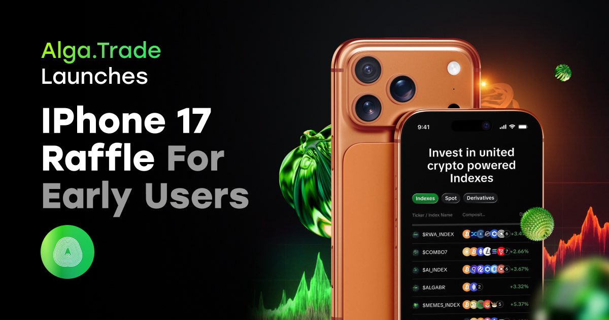 AlgaEcosystem's tweet photo. 🎁 iPhone 17 Raffle on https://t.co/0cQRndkDq7

Want a chance to win?

Steps:

• Register
• Deposit $100
• Trade $1,000 volume on indices

Complete all → get 1 raffle ticket. https://t.co/zqd1qrj6uS