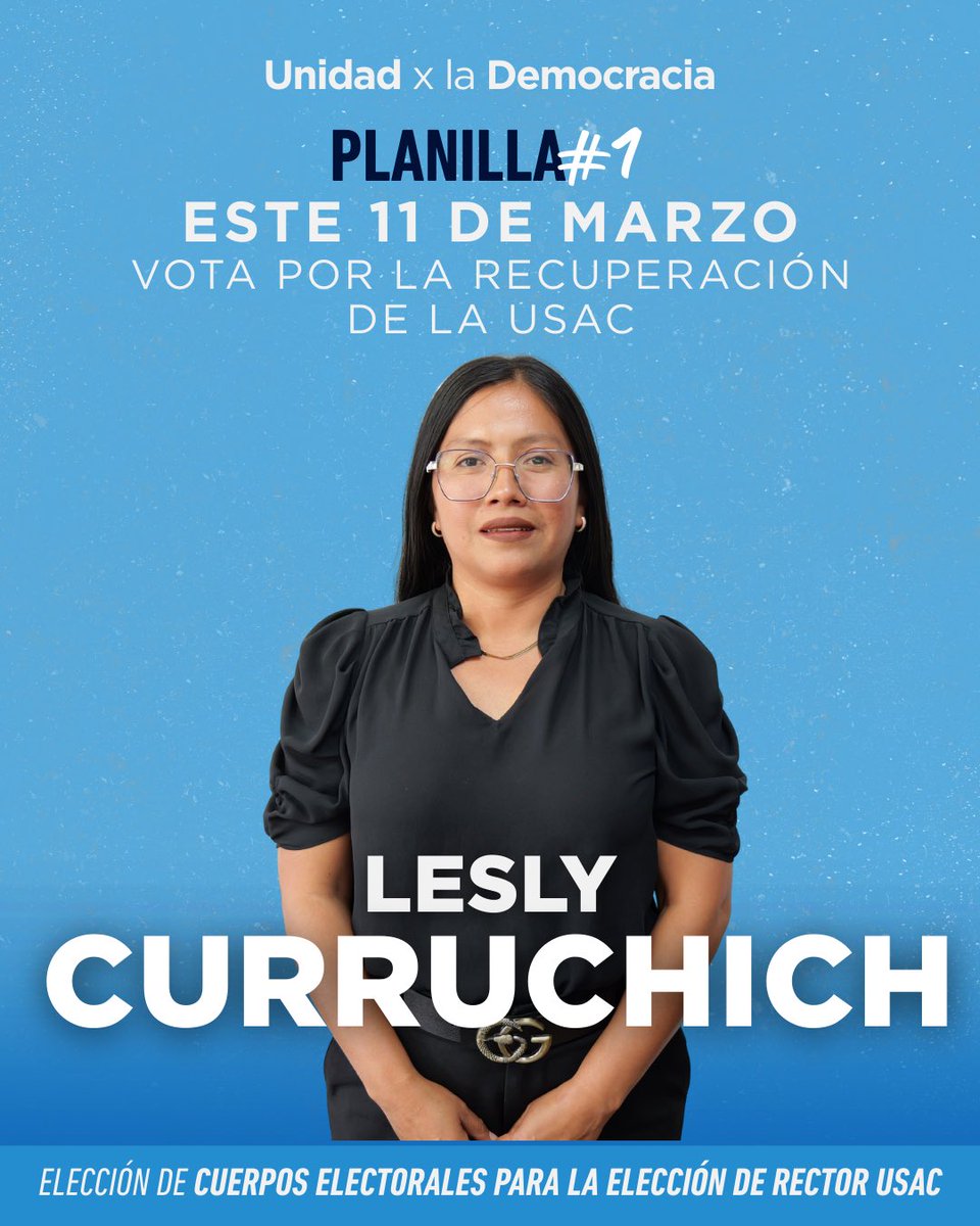 UxD_GT's tweet photo. ¡Este 11 de marzo unámonos para podemos recuperar nuestra única universidad pública! Vota por la Planilla 1 🗳️

Unidad x la Democracia. ⚖️ https://t.co/a7drnUHwJE