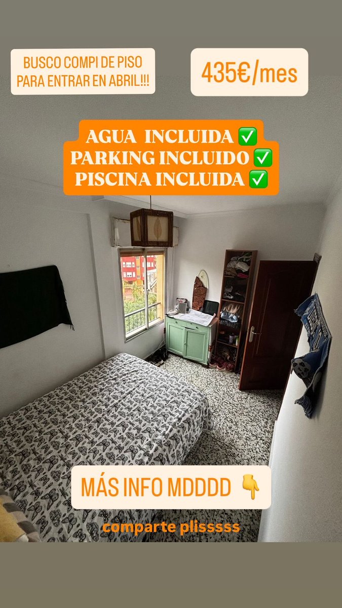 se alquila #habitacion (435€) en #Malaga #churriana para compartir entre dos personas. 
Para entrar en abril. #pisosmalaga #alquiler