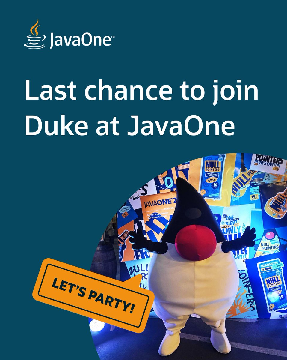 #JavaOne is next week, and Duke is waiting for you to join him! 🤗 Don't ...