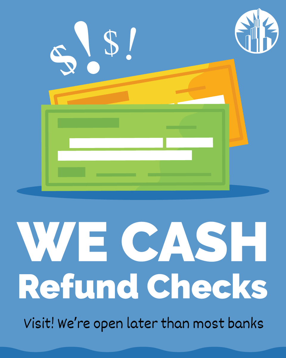 CheckCity's tweet image. Have a tax refund check? Check City offers convenient check cashing services so you can access your funds when you need them. Stop by a nearby location to speak with a team member about available options. checkcity.com/check-cashing #CheckCity #CashAcademy