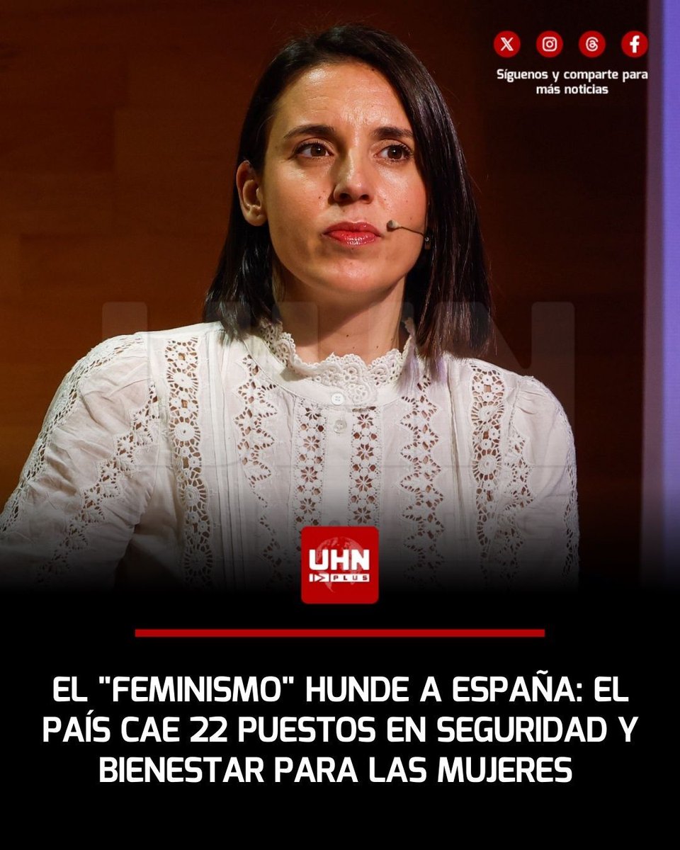 🇪🇸‼️ | Bajo el mandato del socialista Pedro Sánchez y la influencia comunista de partidos como Podemos, España ha sufrido un desplome histórico en el ranking mundial de seguridad y bienestar para las mujeres, pasando de la 5.ª posición en 2017 a la 27.ª en la actualidad, según el